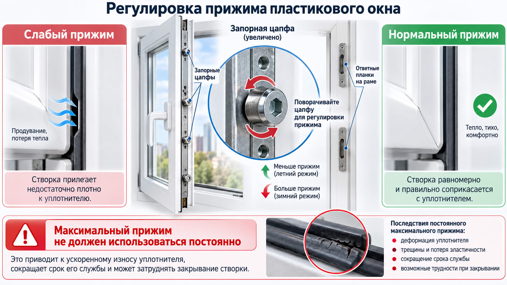 Как изменить прижим створки
