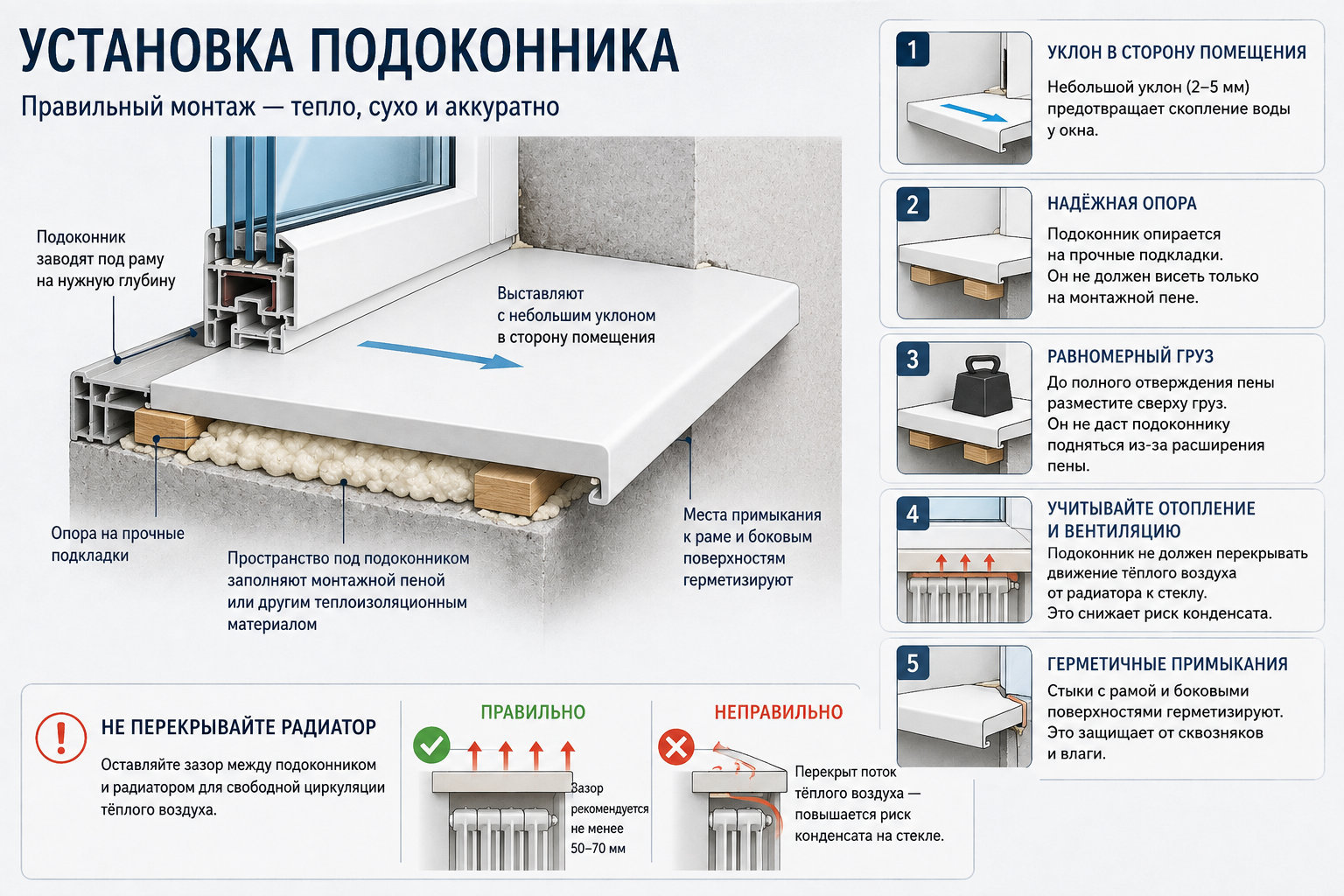 Установка подоконника