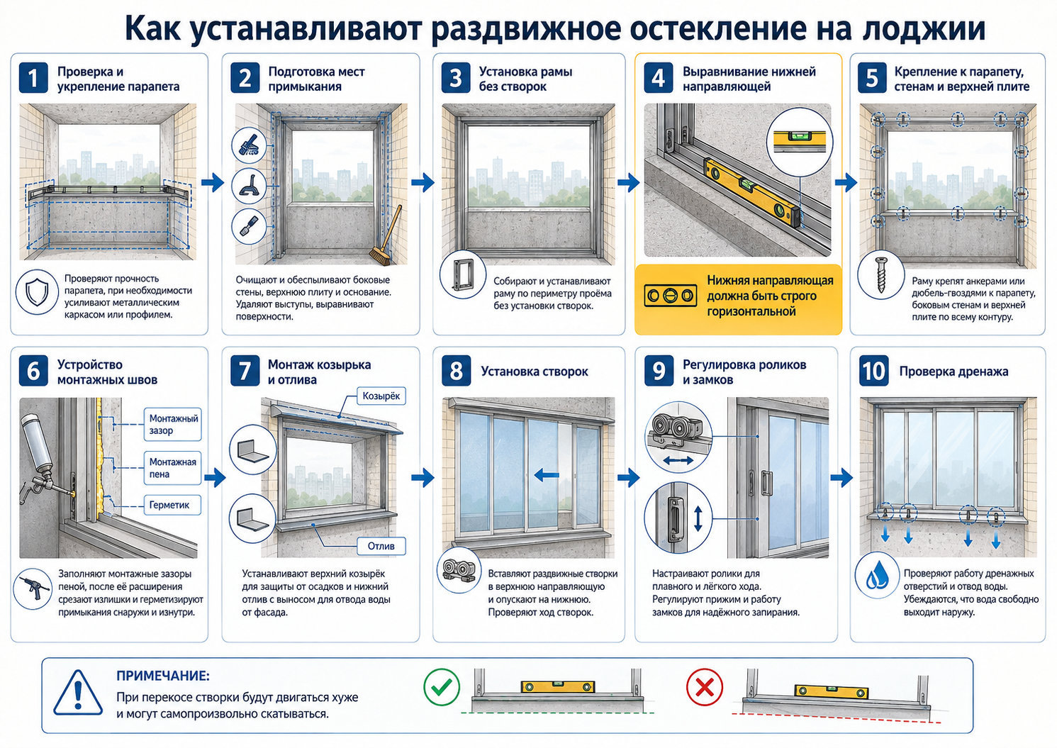 Как поставить раздвижные алюминиевые окна на балконе или лоджии